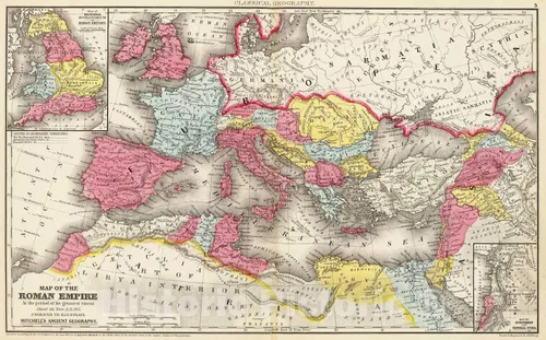 Vista 2 de Imperio romano en su mayor extensión 1875 - Impresión de mapa histórico - 24 x 16 pulgadas