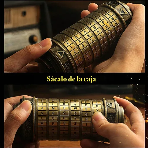 Vista 2 de Regalo único de San Valentín Criptex Código Da Vinci Mini Cryptex Cajas de rompecabezas con cerradura y compartimentos ocultos de metal pesado