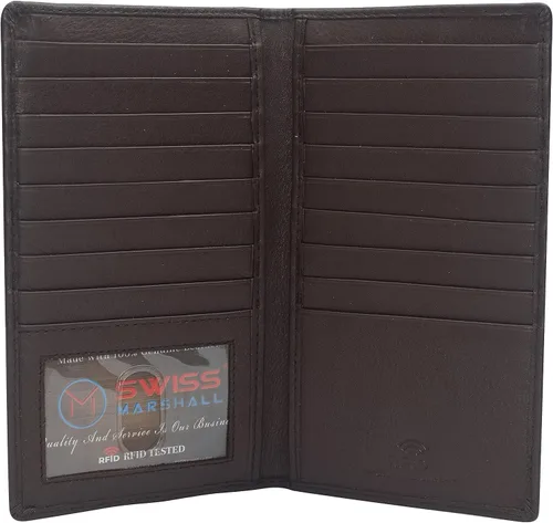 Vista 20 de Marshal Billetera de Cuero Bifold con Bloqueo RFID para Hombres y Mujeres Soporte de Cuero Genuino con 19 Ranuras, 2 Compartimentos para Billetes