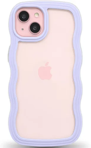 Vista 79 de Anuck Funda para iPhone 13 Pro con borde ondulado, diseño trasero transparente, agarre antideslizante, forma de marco rizado ondulado, a prueba