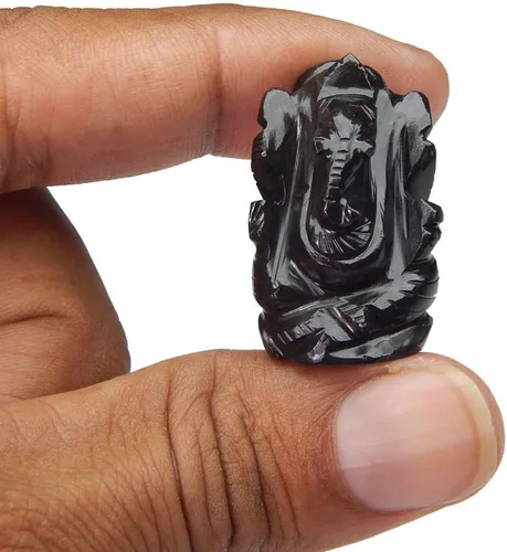 Vista 3 de Paquete de 5 estatuas de Ganesha. Piedras preciosas naturales de Ganesh. Tamaño de 1 a 1.5 pulgadas de largo aprox.