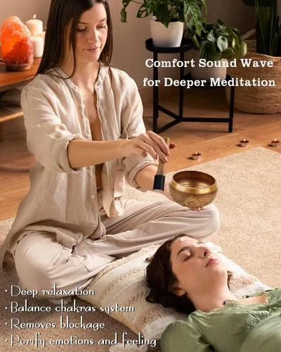 Vista 3 de Cuencos Cantores Tibetanos, Cuencos de Sonido Auténticos para Meditación Hechos a Mano en Nepal para Yoga, Sanación de Chakras, Atención Plena
