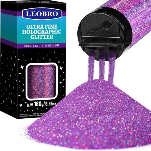 Vista 18 de Leobro - Brillantina plateada, 180g/6.35oz de brillo fino holográfico para resina, manualidades, vasos, uñas, cuerpo, diamante holográfico plateado