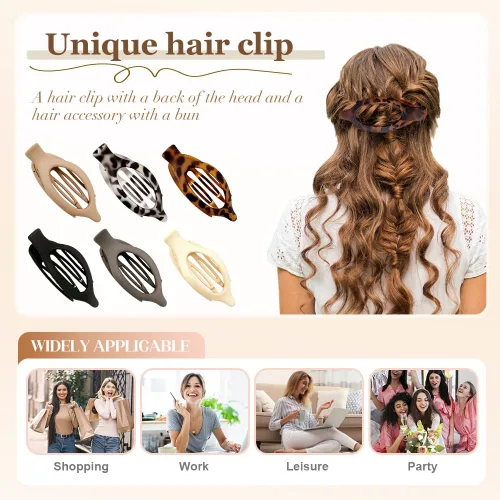Vista 2 de Pinzas planas para el cabello para mujeres - 2026 Nuevas pinzas de garra planas para mujeres, pinzas de pico de pato para cabello grueso o fino