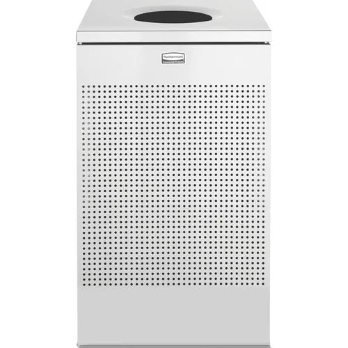 Vista 8 de Rubbermaid Commercial Products Silhouette Cubo de basura cuadrado con tapa abierta, 16 galones, plateado metálico, interior para oficinas/vestíbulos