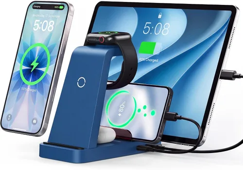 Vista 12 de Cargador inalámbrico para iPhone - Estación de carga 5 en 1 para múltiples dispositivos Apple: Soporte de carga rápida inalámbrica para iPhone 17