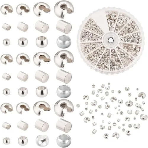 Vista 7 de PH PandaHall Acerca de 1591 piezas de kits de hallazgos de fabricación de joyas, 12 estilos de cuentas de latón dorado, cuentas de crimpado