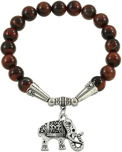 Vista 13 de Falari brazalete de piedras naturales de amuleto de elefante