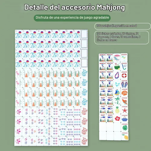 Vista 3 de Arrowbash Juego de 160 azulejos de Mahjong americano, 1.2 pulgadas con Océano japonés