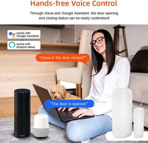 Vista 3 de Sensor de puerta WiFi inteligente: sensor de ventana inalámbrico con alerta de notificación de aplicaciones, sensor de contacto abierto de puerta