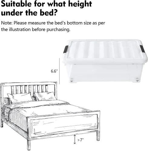 Vista 4 de Contenedor de almacenamiento de zapatos de 20 cuartos de galón con ruedas para debajo de la cama, organización del hogar u oficina, juego de 4