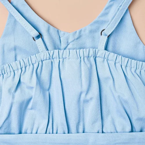 Vista 9 de Ropa para niña pequeña, con correa ajustable, sin mangas, de una pieza, con volantes, para verano, con bolsillo, de 6 meses a 5T