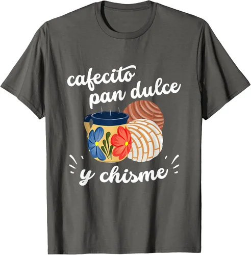 Vista 56 de Camiseta Cafecito Pan Dulce y Chisme Mexican Hispanic Pride Breakfast Negro