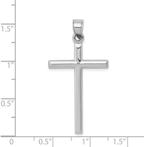 Vista 2 de JewelryWeb - Colgante grande de cruz pulida de oro blanco sólido de 14 quilates para hombre -0.787 in x 1.496 in - Collar de cruz para hombres