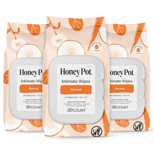 Vista 11 de The Honey Pot Company - Toallitas femeninas - Envueltas individualmente - Toallitas diarias con equilibrio de pH, sin fragancia y sin sulfato
