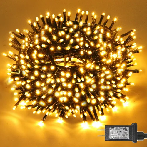 Vista 8 de JTSIOV - Cadena de luces de 10 metros/32 pies con 100 LED para árbol de Navidad, 8 modos, luces de hadas impermeables para exteriores, alimentadas