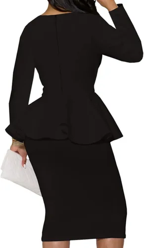 Vista 2 de MAYFASEY Vestidos de iglesia para mujer, estilo vintage, con volantes, péplum, para trabajo, oficina, negocios, cóctel, fiesta, vestido de tubo