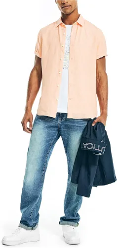 Vista 2 de Nautica Camisa de lino de manga corta para hombre