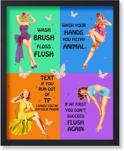 Vista 73 de Poster Master Pin Up Girl Poster - Better Late Than Ugly Print - Butterfly Art - Modern Art - Trendy Art - Gift for Men & Women - Funny Decor for