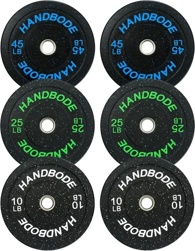 Vista 37 de HANDBODE Juego de discos de peso de 2 pulgadas de alto rebote, juego de discos olímpicos de 45/100/160/190/260/300 libras, juego de discos