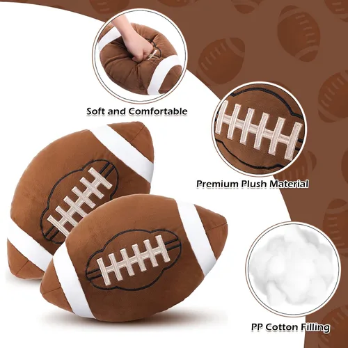 Vista 5 de HyDren 2 almohadas de felpa de fútbol – Almohadas suaves y esponjosas de fútbol de 12 pulgadas para niños, niñas, dormitorio, cuarto de bebé
