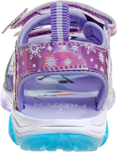 Vista 4 de Disney Zapatos para niñas - Minnie Mouse o Frozen - Sandalias deportivas con punta cerrada con luz (6T-12), AnnaElsa