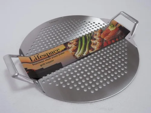 Vista 2 de Lifespace Placa de pizza de acero inoxidable/Topper de parrilla acero inoxidable