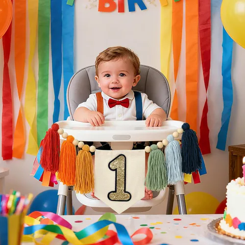 Vista 5 de Cartel de primer cumpleaños para silla de bebé, decoración de Multicolor
