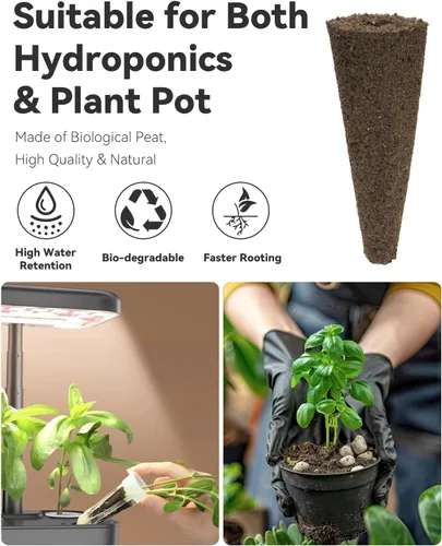Vista 5 de Hydroponics - Vaina de semillas con albahaca genovesa y albahaca morada, kit completo de 8 cápsulas con esponja, canasta, cúpula, etiqueta