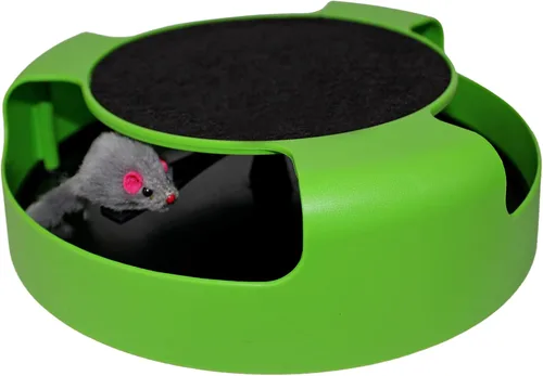 Vista 6 de Pequeño árbol de juguete rascador para gatos con pelota – Juguetes para gatos rascadores de interior con cintas coloridas + base duradera – Juguetes