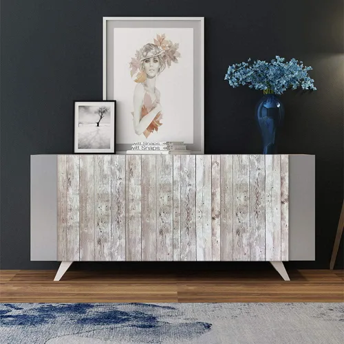 Vista 2 de Yenhome Rollo de papel rústico para tablón de anuncios, para decoración de aula, 17.7 x 118 pulgadas, papel tapiz autoadhesivo de madera clara