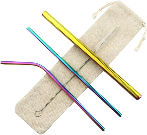 Vista 20 de Gugrida Pajitas de metal de acero inoxidable de 8.5 pulgadas, reutilizables, juego de 3 popotes – Cepillo de limpieza de color ultra largo