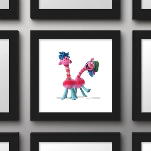 Vista 2 de Trends International Gallery Pops Trolls Band Together - Póster de pared de Cooper y Príncipe D, 12.00 x 12.00 pulgadas, versión de marco negro