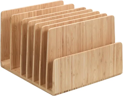 Vista 12 de MobileVision Organizador de dispositivos de bambú para teléfonos inteligentes, tabletas y portátiles, 10 ranuras 10 - Soporte de ranura