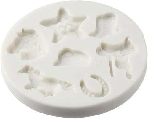 Vista 6 de 2 moldes de silicona con temática de vaquero occidental para decoración de velas, chocolate, decoración de postres