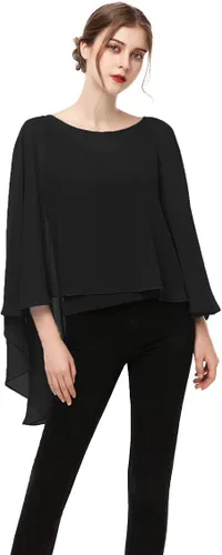 Vista 3 de Capelet de gasa suave capa poncho estola para mujer cubrir