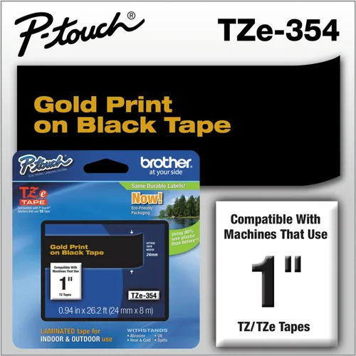 Vista 29 de Brother - Cinta laminada Negro sobre Amarillo, 24 mm Empaquetado al menudeo, Negro sobre blanco