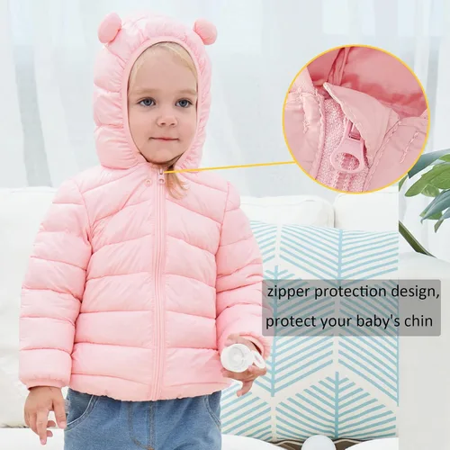 Vista 3 de UNICOMIDEA Abrigos de invierno para niños con estampado 3D con capucha alternativa, abrigo para niñas de 6 meses a 6 años