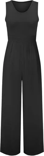 Vista 4 de Mameluco de hombro descubierto con estampado floral para mujer casual sin tirantes pantalones de pierna ancha traje de conserje para mujer negro L
