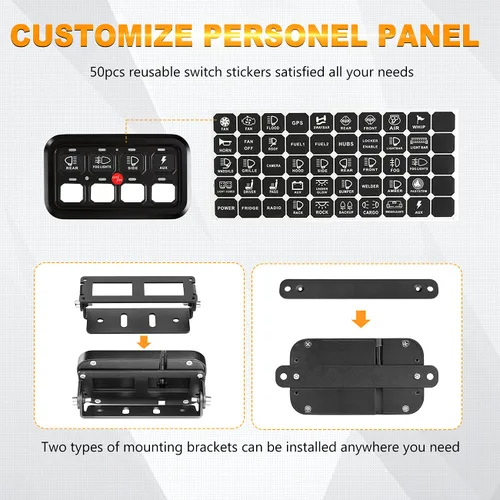 Vista 8 de Auxbeam Panel de interruptor de 8 bandas + luces LED redondas ámbar de 4 pulgadas y 90 W, luz de conducción redonda súper brillante con kit de arnés