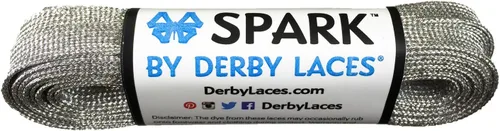 Vista 6 de Derby Laces SPARK Metallic 3/8 inch (9mm) Flat Shoelace for Skates, Roller Derby, Boots, and Everyday Shoes