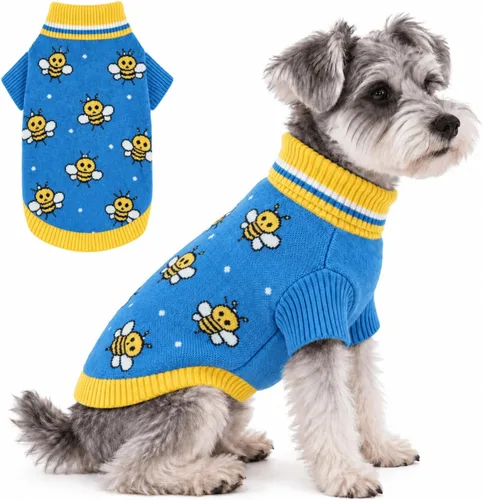 Vista 14 de PUMYPOREITY Suéter de vacaciones para perro, acogedor suéter de invierno, ajuste elástico, cuello alto, tema de Navidad para perros pequeños y Verde