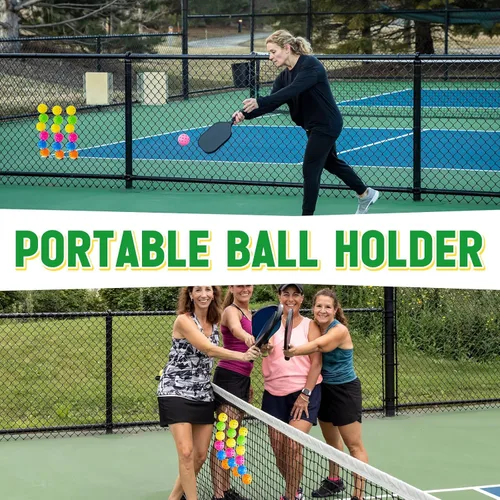 Vista 4 de 5 soportes de cuerda de bolas compatibles con cuerda de pickleball para bolas de almacenamiento con 1 hebilla de nailon, 10 hebillas de metal