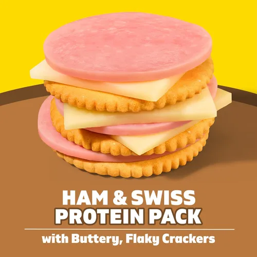 Vista 5 de Lunchables, paquete de proteínas, jamón y suizo, paquete de 3.2 onzas