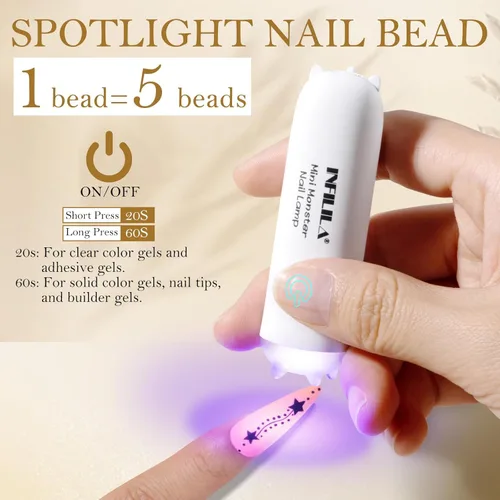 Vista 4 de NXJ INFILILA Mini luz UV para uñas de gel, 3 W, mini lámpara de uñas UV para mujer, hogar, salón de bricolaje, lámpara de curación flash portátil