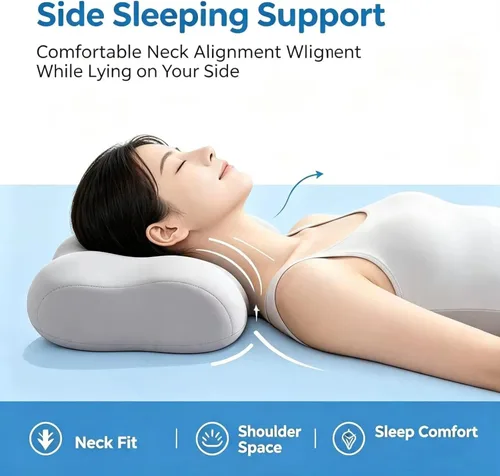 Vista 4 de Almohada cervical - Almohada lateral para dormir para aliviar el Gris