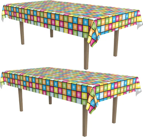 Vista 8 de Beistle Mantel de discoteca, 54 x 108 pulgadas, mantel de plástico, mantel rectangular, fundas para fiestas, decoraciones de fiestas, temas groovy