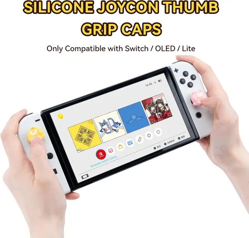 Vista 2 de WISHAVEN Lindas tapas Joycon de agarre de pulgar compatibles con Nintendo Switch Zelda, funda de silicona suave para Nintendo SwitchOLEDLite