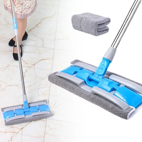 Vista 8 de Trapeador plano con mango de acero inoxidable con paños lavables reutilizables, trapeadores de microfibra profesionales 2025, 4 almohadillas