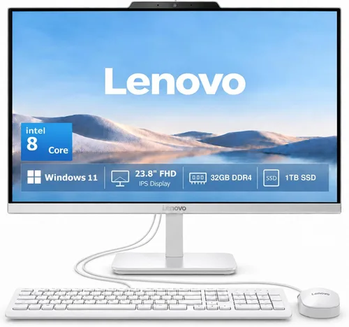 Vista 10 de Lenovo Computadora de escritorio A100 FHD de 24 pulgadas todo en uno CPU Intel Core i3 Core de 8 núcleos 16 GB de RAM, 512 GB SSD WiFi 6